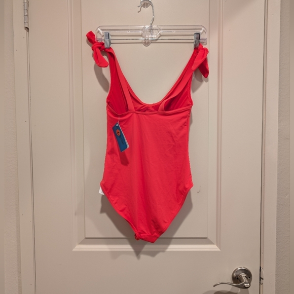 MAISON LEJABY Norma Jeane Knotted One-piece Swimsuit In Coral 32B - Picture 5 of 8